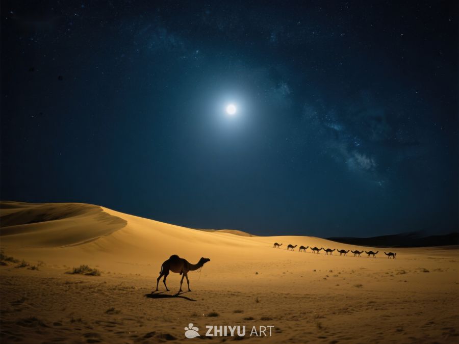 月夜沙漠骆驼行 594