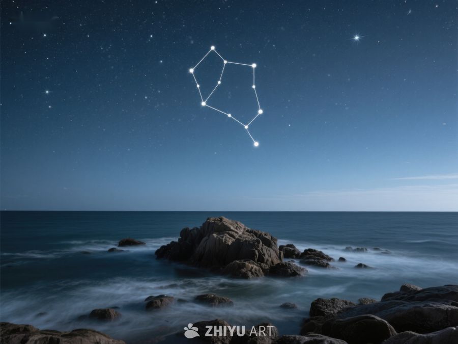 夜空下的星座与海岸 390