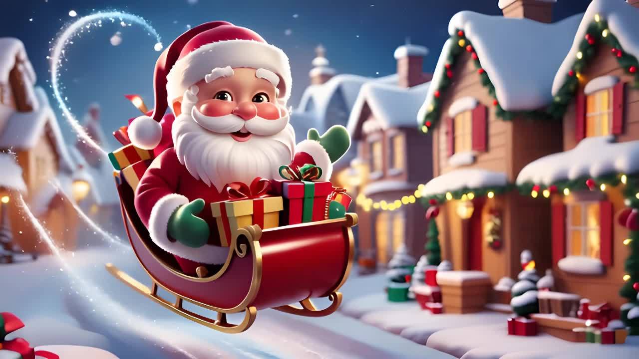 一个穿着红色和白色衣服的人坐在一个红色雪橇上，他戴
