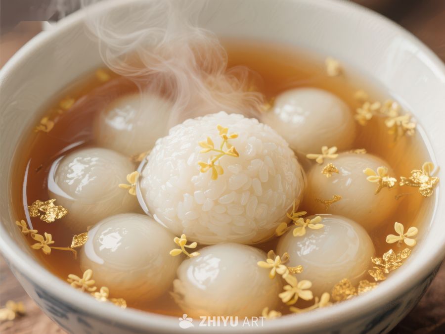 热气腾腾的汤圆配桂花 782
