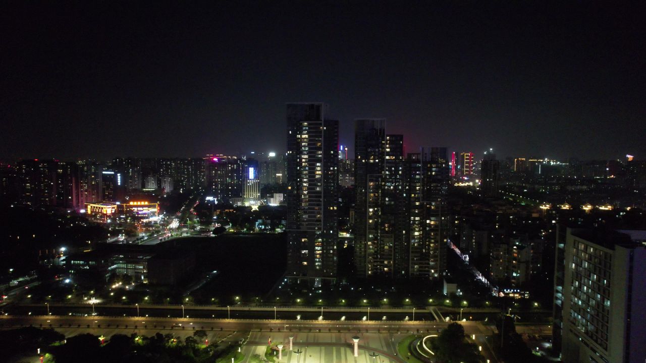 广东佛山城市夜景航拍