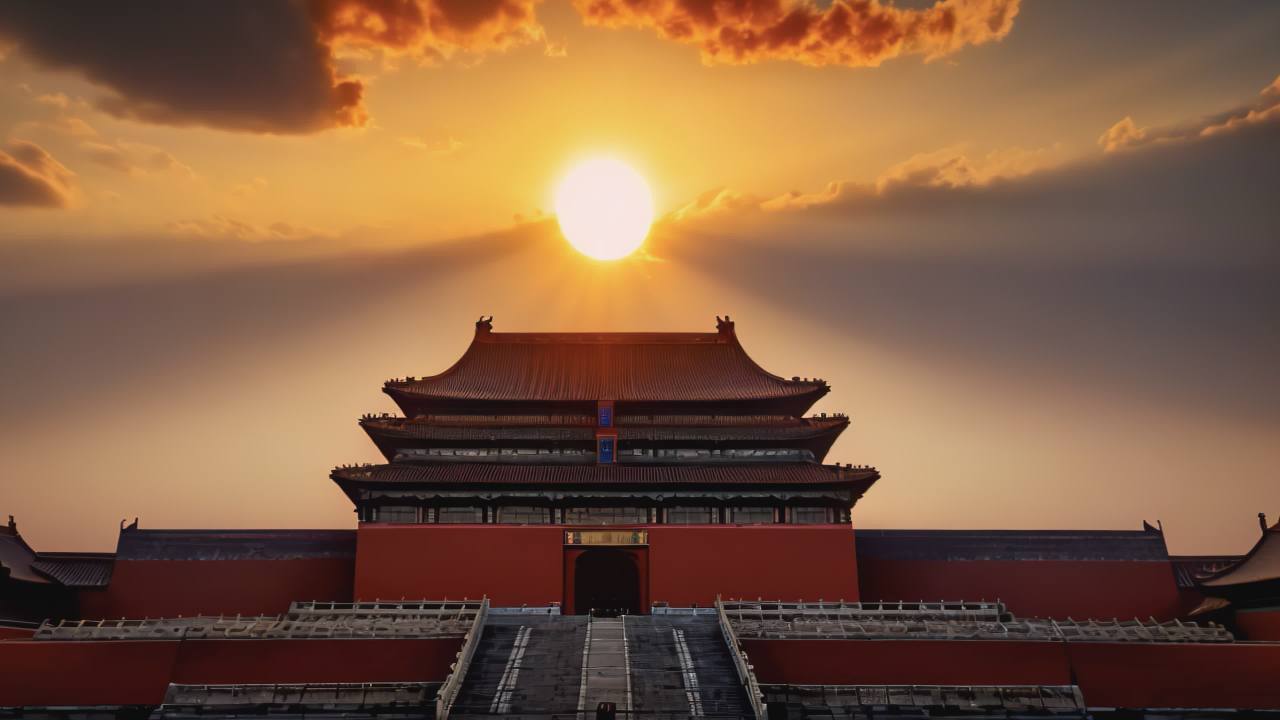北京故宫博物院紫禁城皇城日出日落延时云海 6