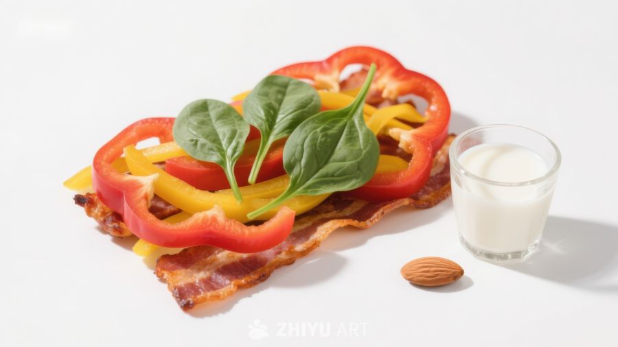 培根蔬菜与奶制品组合