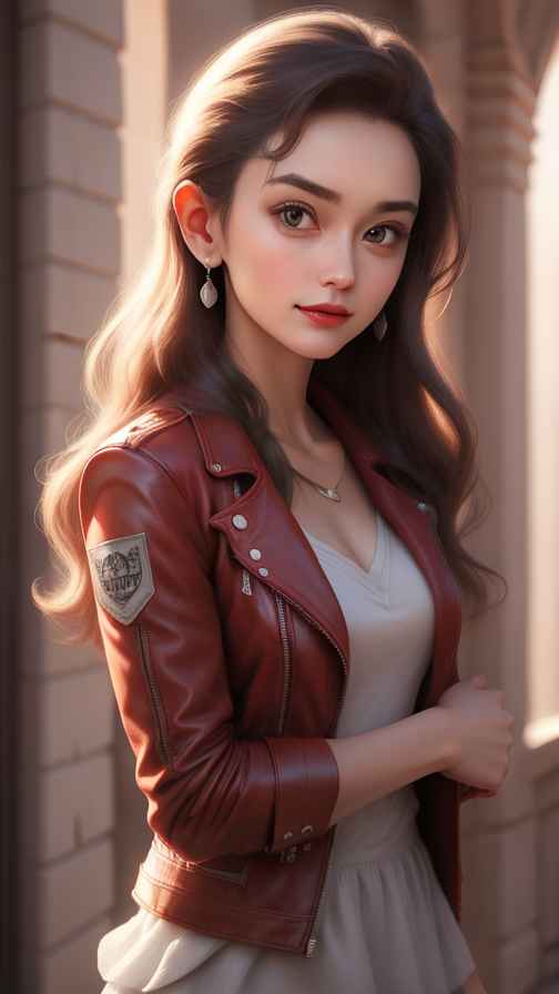 红色皮衣大美女