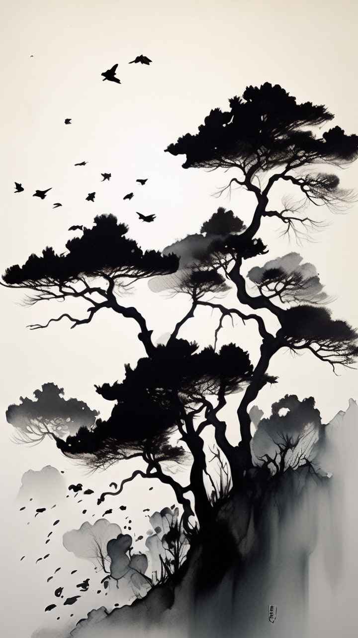 古风山水画唯美背景图 58