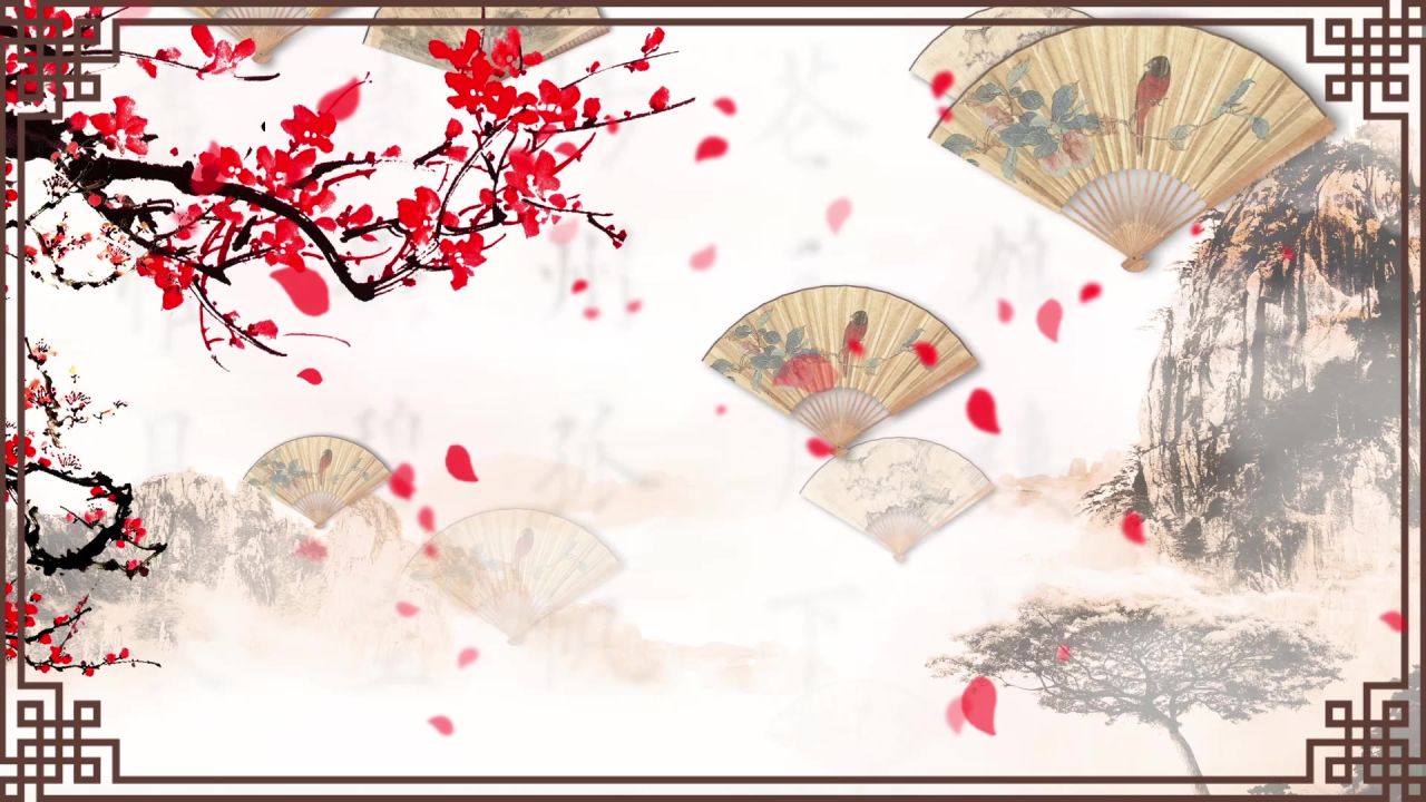 中国风水墨梅花古风戏曲晚会LED视频素材 49