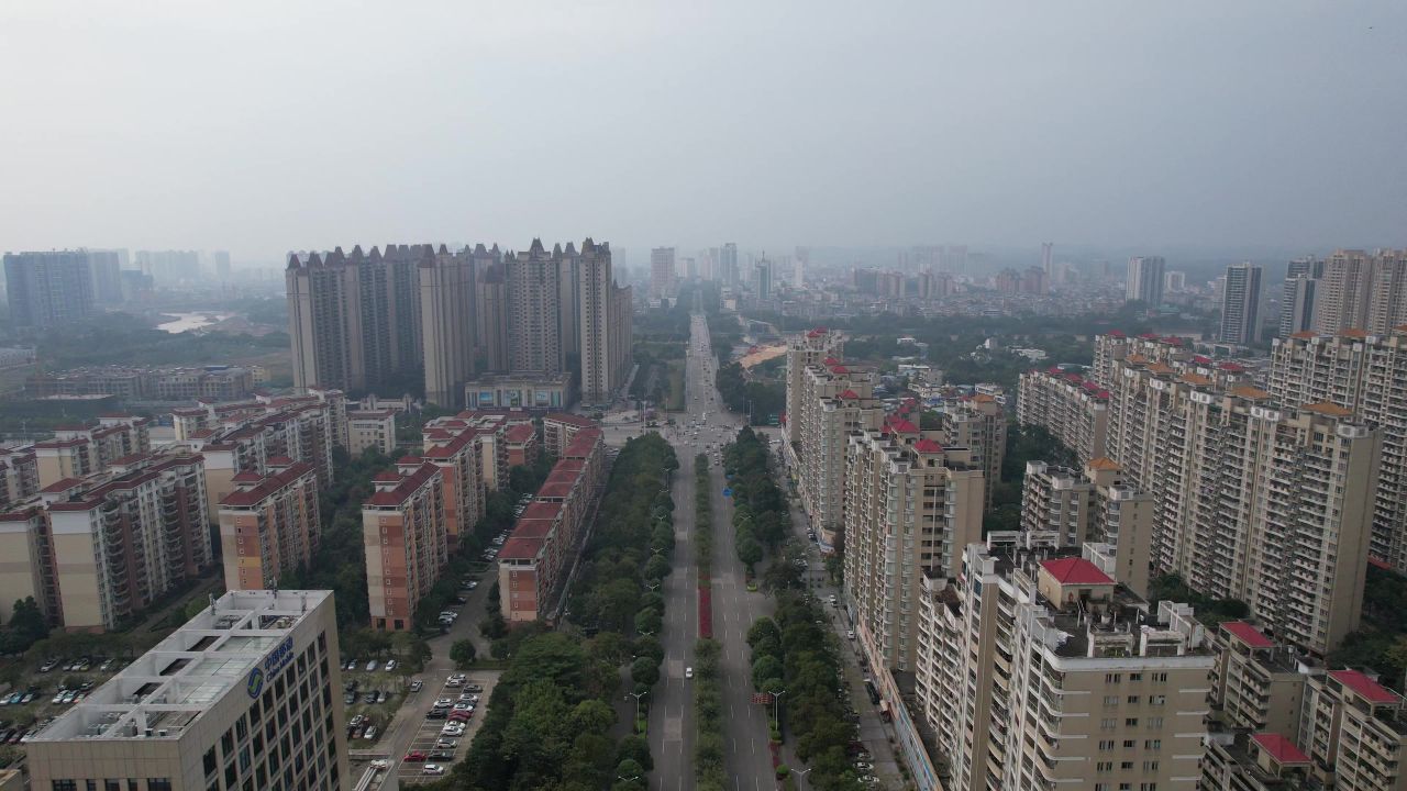 广西钦州城市高楼建筑交通航拍