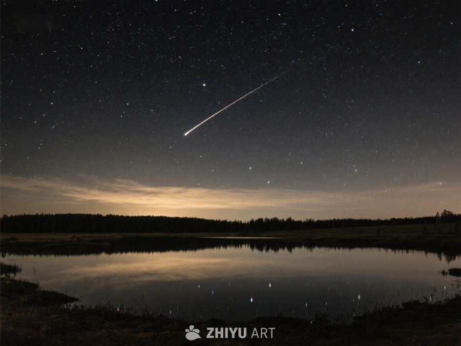夜空流星划过，湖面静谧倒映 252