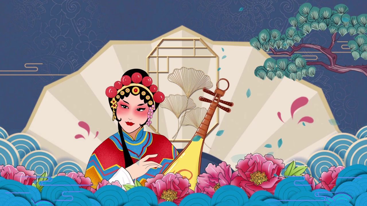 古风背景视频 中国风 意境春天 桃花 水墨 52