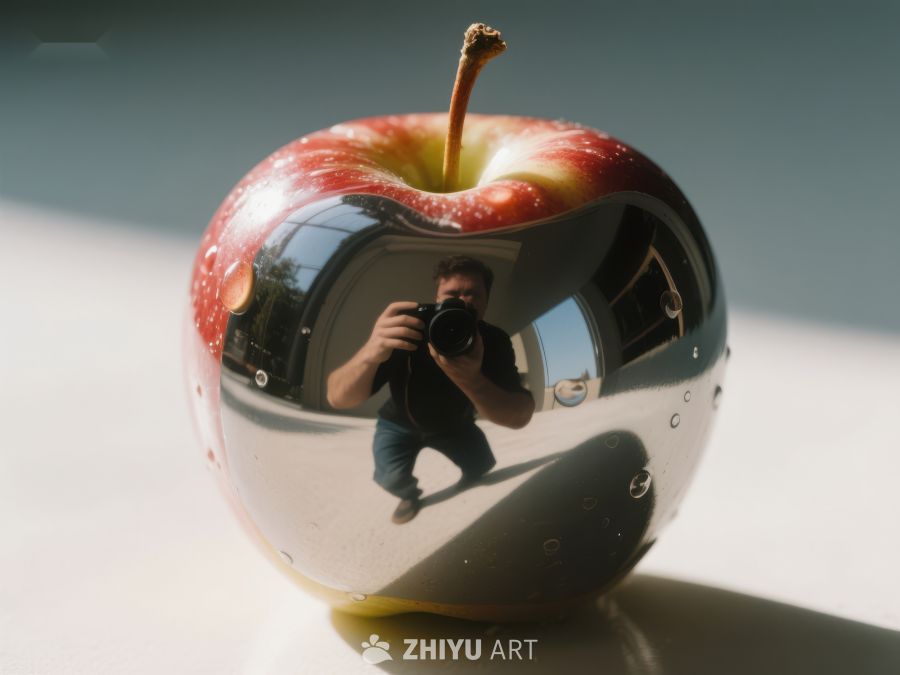 镜面苹果中的摄影师倒影 199