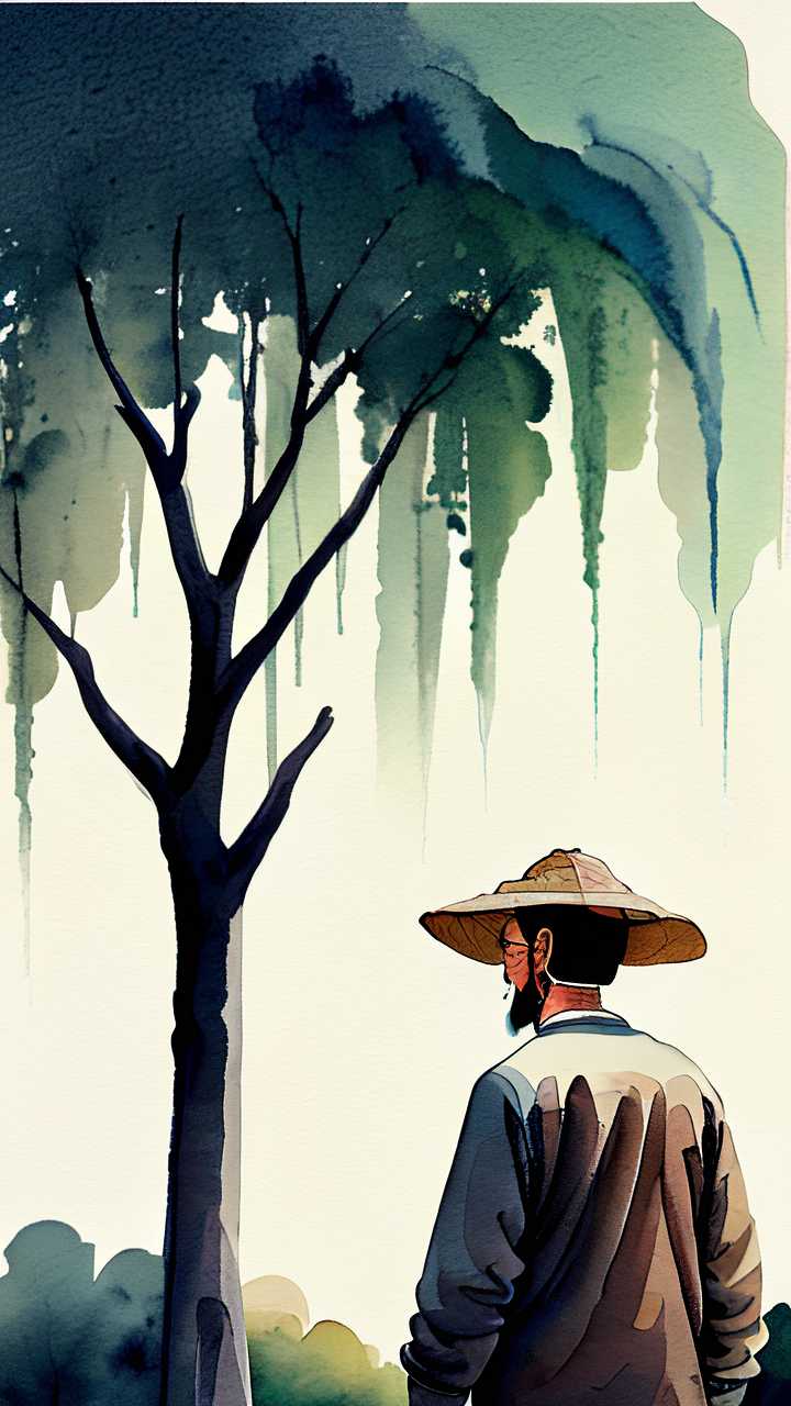 植树插画画面简约