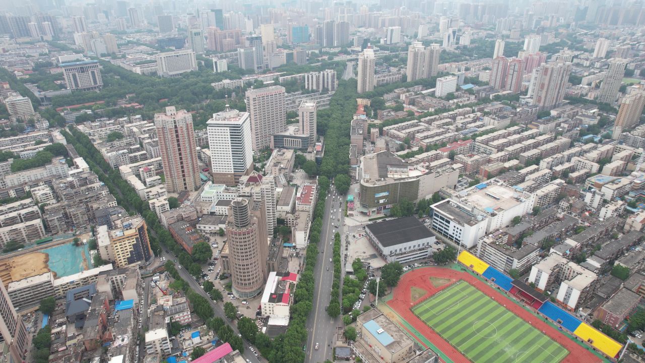 河南郑州老城区航拍