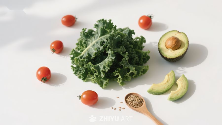 新鲜蔬菜与健康食材组合