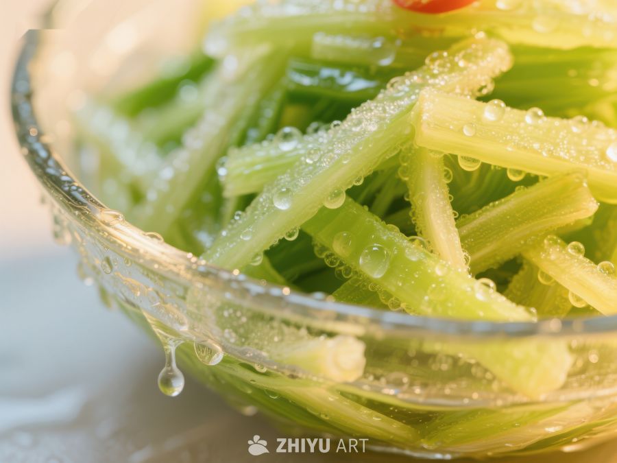 清脆芹菜泡水特写 1208