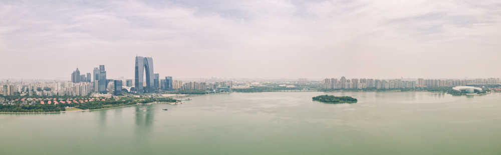 航拍苏州工业园区全景