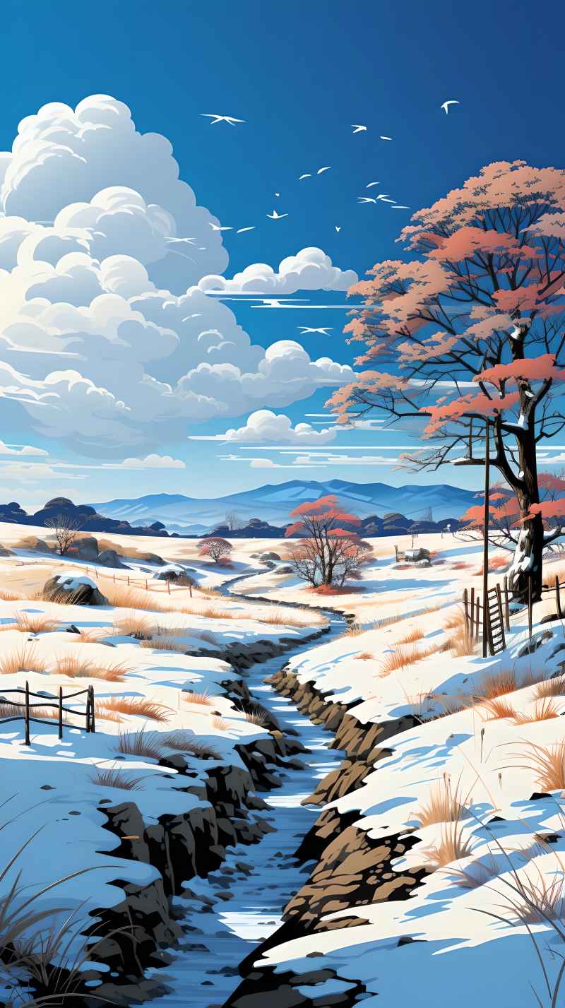 冬季唯美雪景创业插画 115