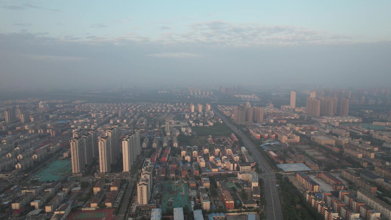 山东德州城市风光航拍 