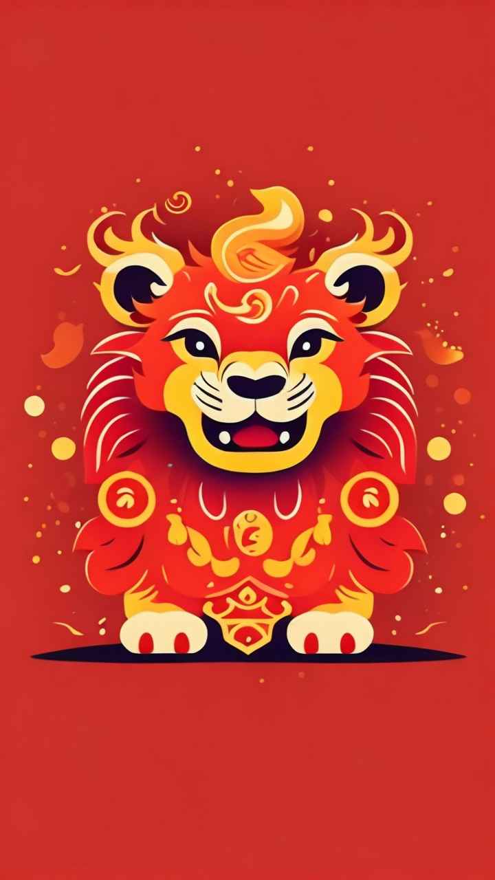 春节舞龙舞狮插画背景 26