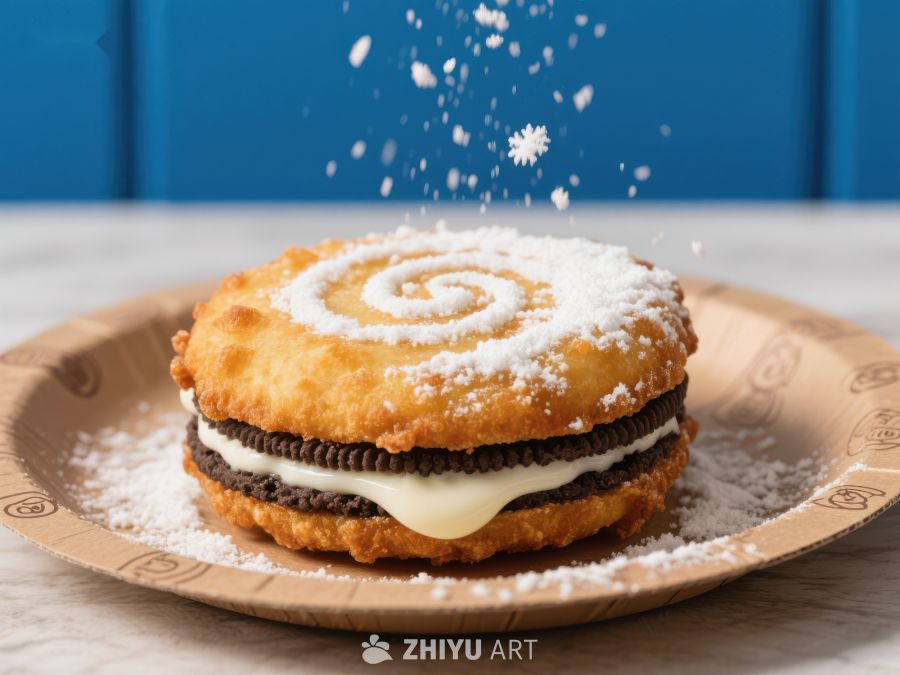 糖粉撒落的夹心饼干