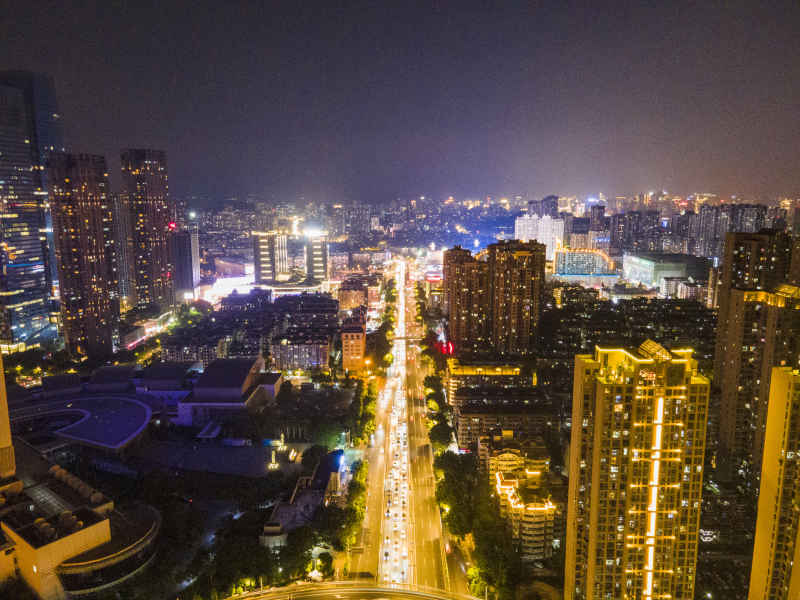  福建福州城市夜景灯光航拍摄影图 