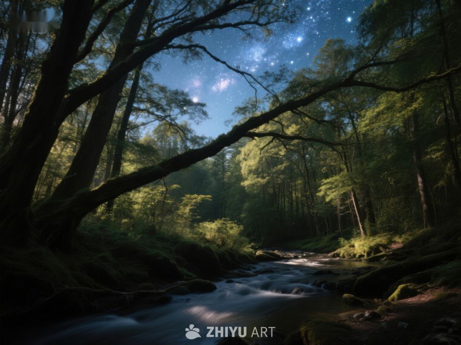 星夜森林溪流 229