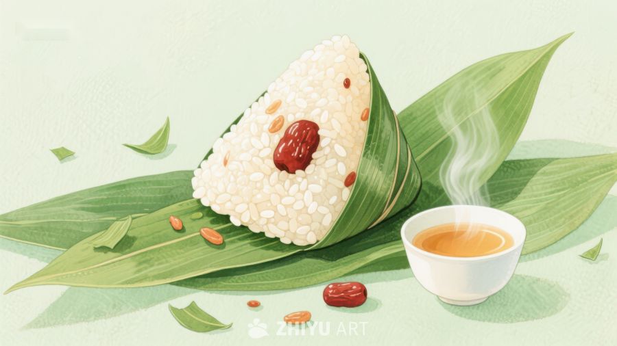 粽子与茶：传统美食的温馨呈现 513