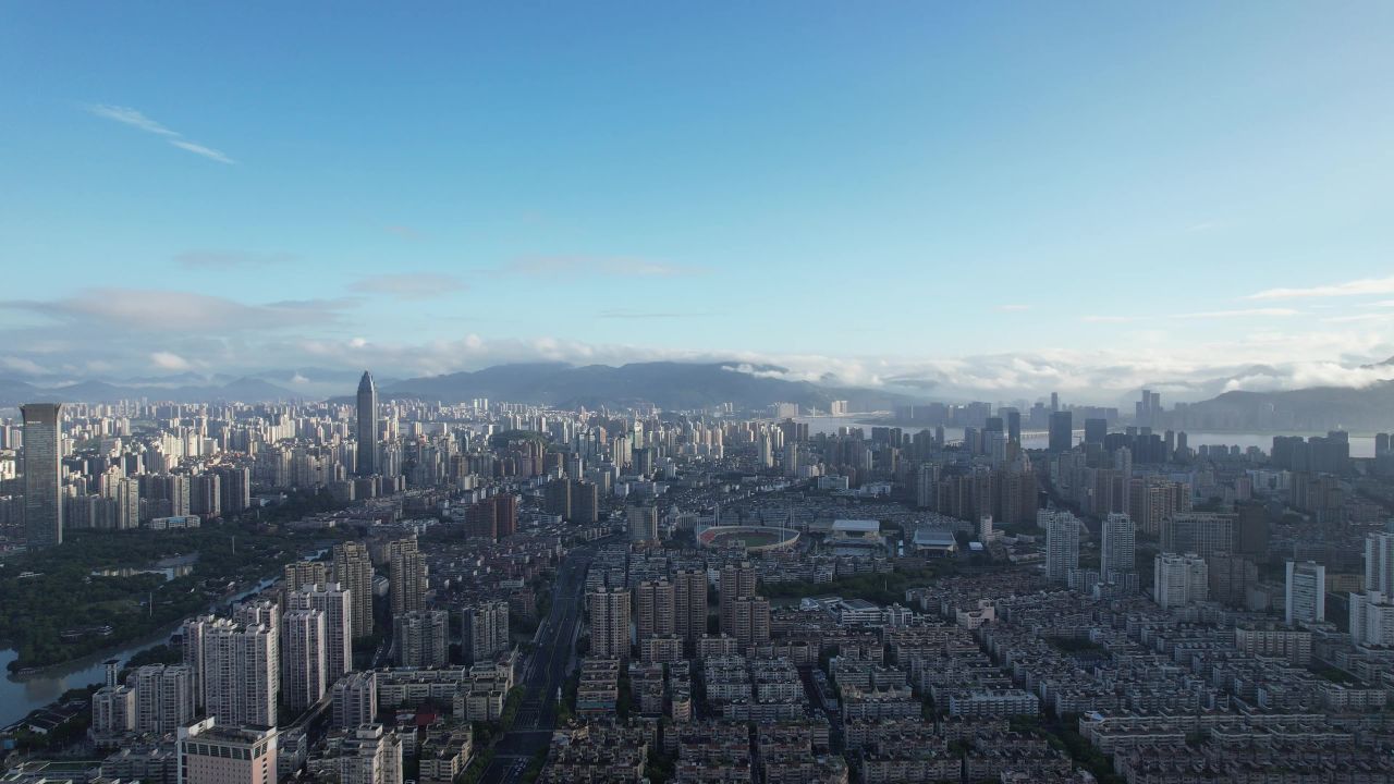 浙江温州城市风光航拍 