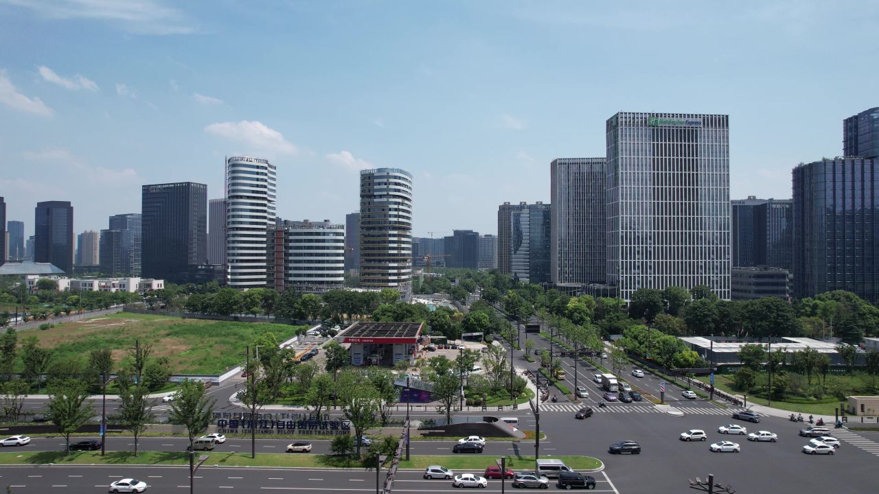 浙江杭州城市风光地标建筑航拍