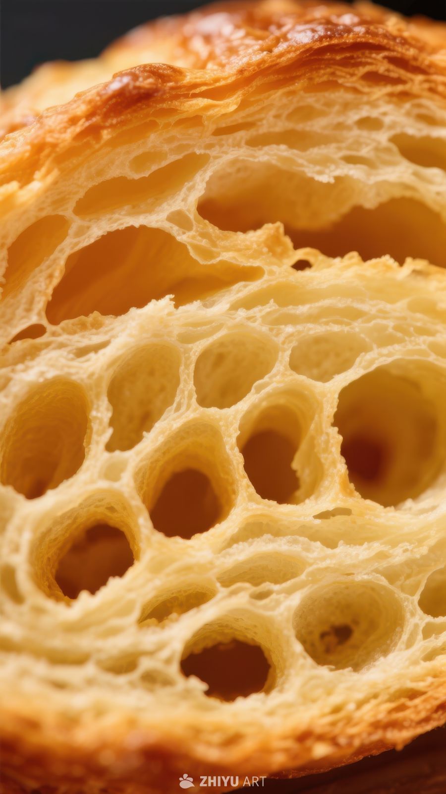 酥脆面包内部结构特写