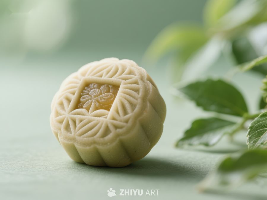 精致月饼与绿叶相伴 293