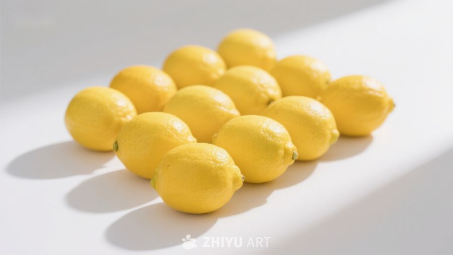明亮阳光下的柠檬排列
