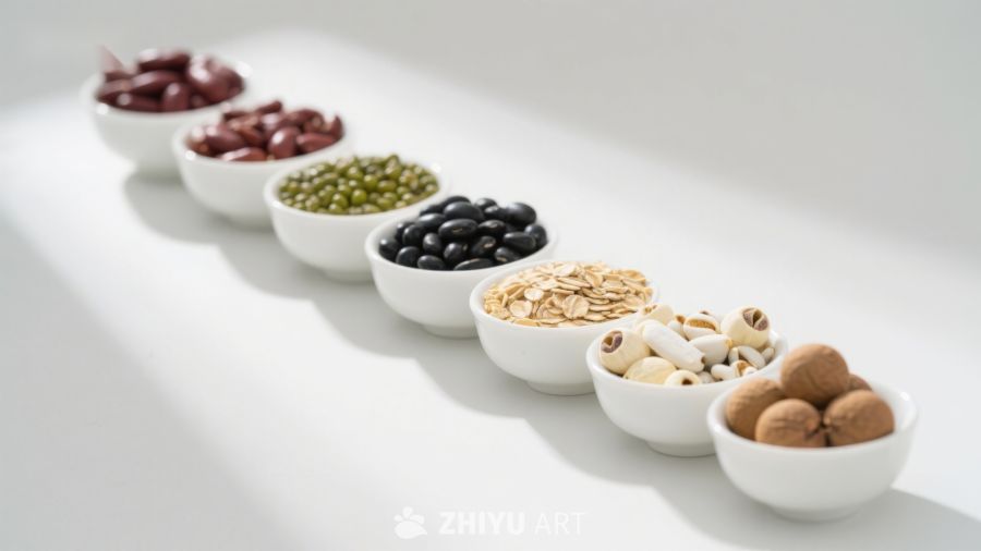 多样谷物与豆类的健康展示