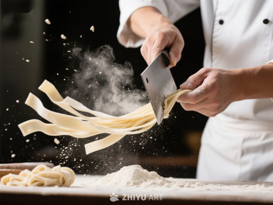 厨师手工制作面条的瞬间 90