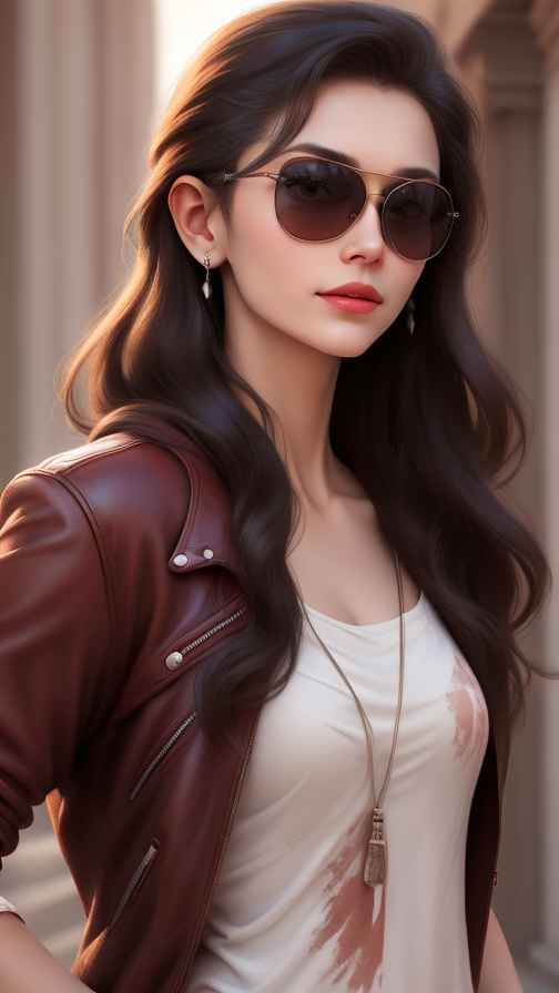 红色皮衣美女