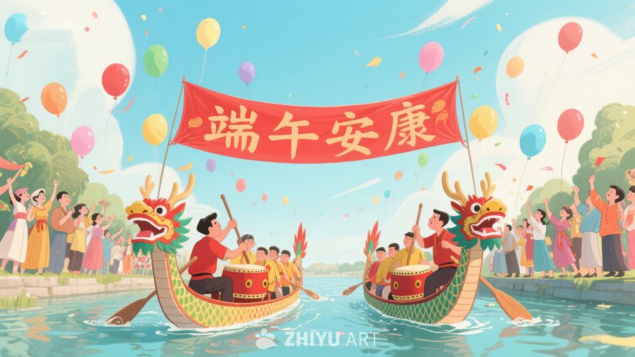 端午节龙舟竞渡欢庆场景 52