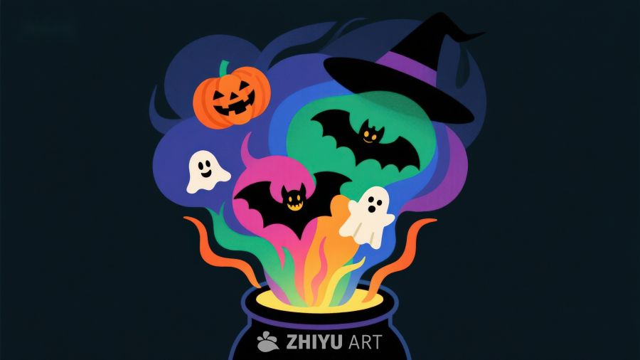 万圣节魔法锅中的神秘元素