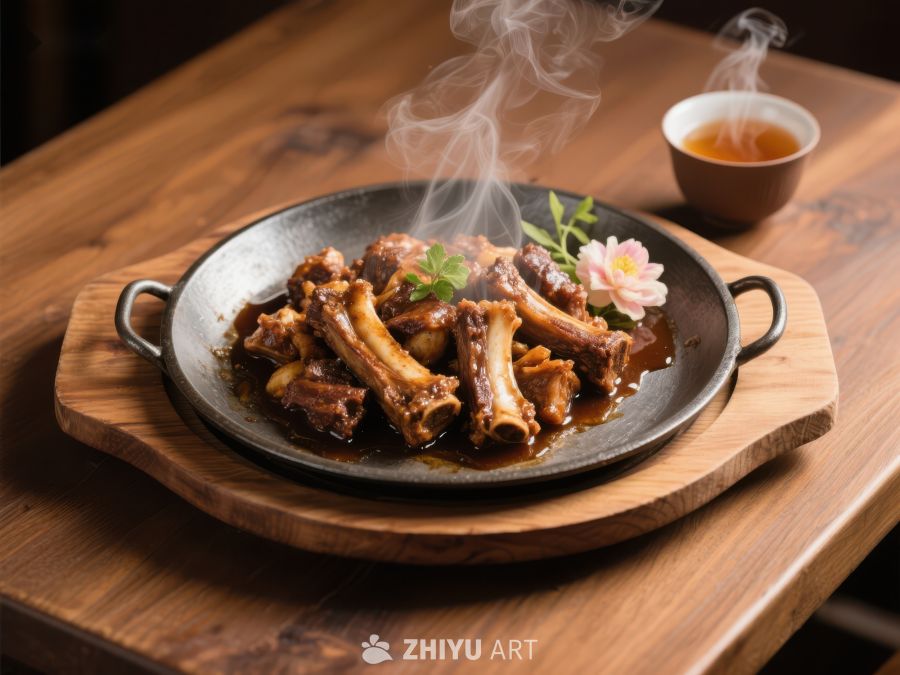 热腾腾的排骨美食，香气四溢 833