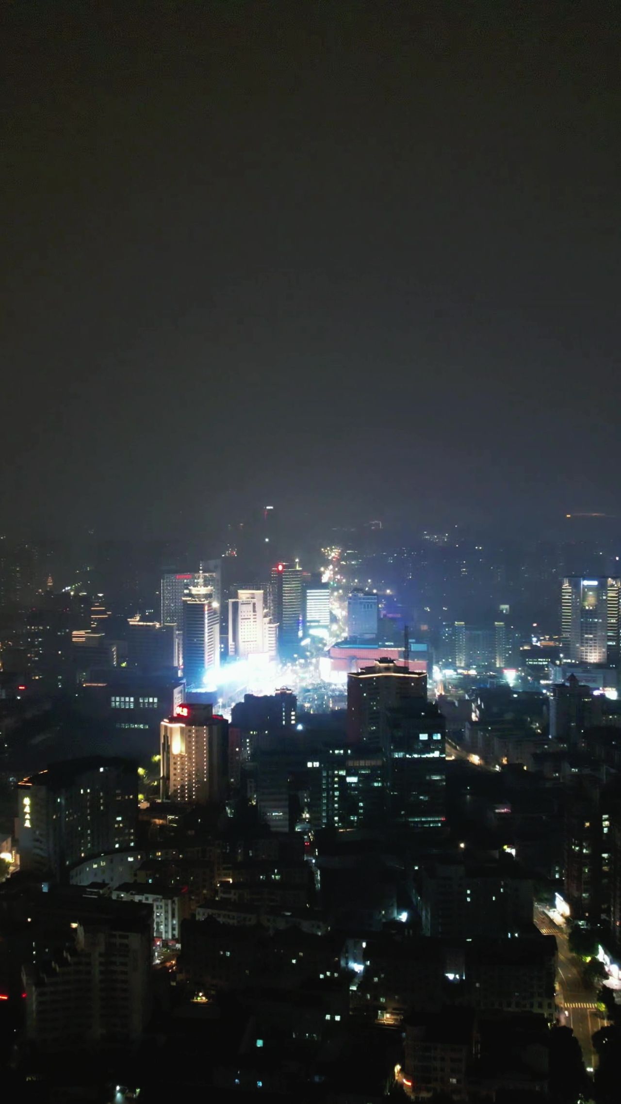 江苏常州城市夜景灯光竖屏航拍 