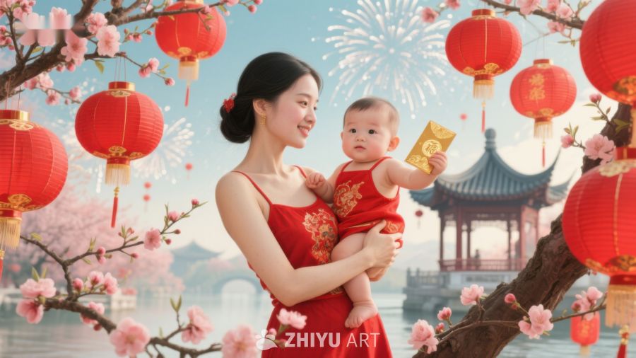 母子共庆新春佳节 675