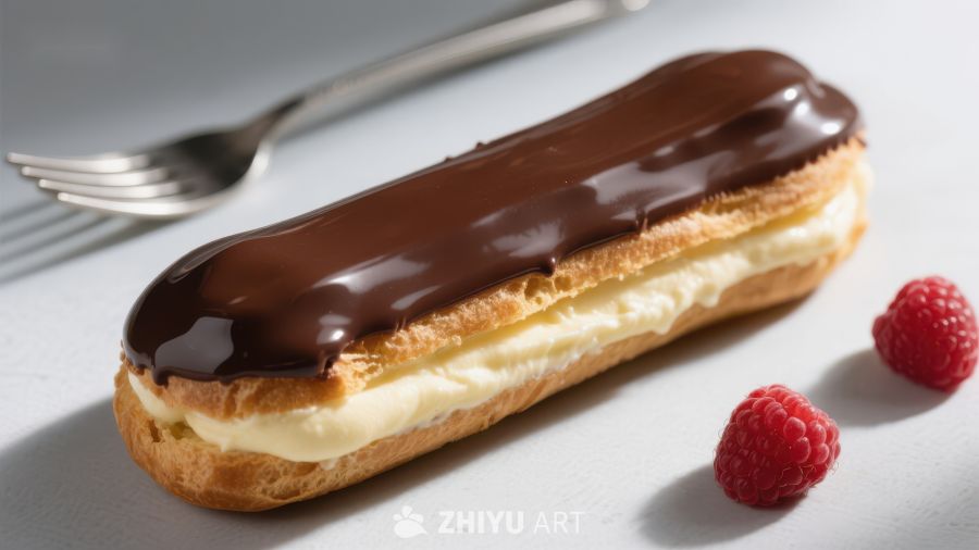 巧克力奶油泡芙配覆盆子