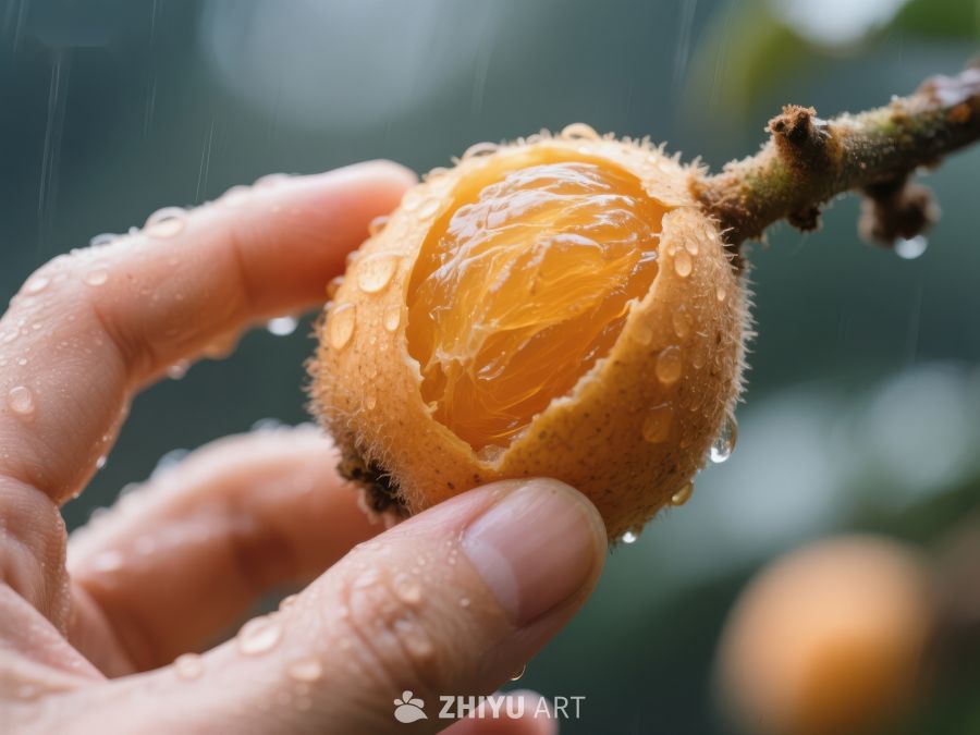 雨中手握新鲜枇杷 773