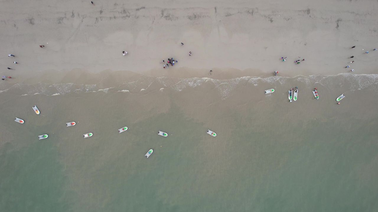 大海海洋沙滩广西北海银滩航拍