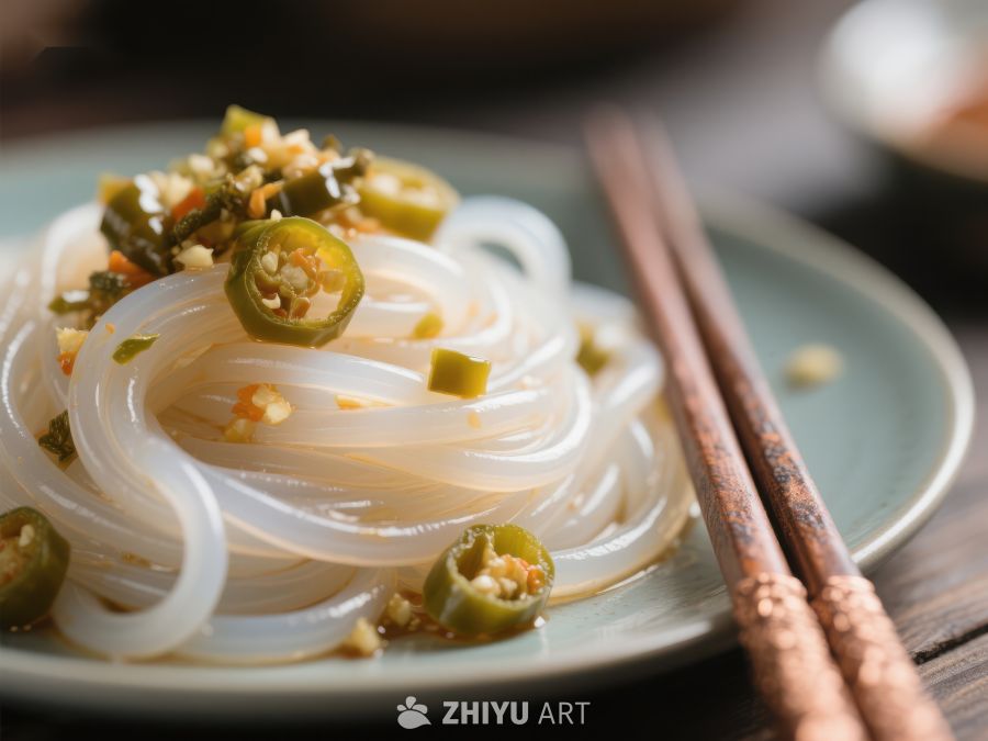 透明粉丝配青椒酱，美味可口 1466