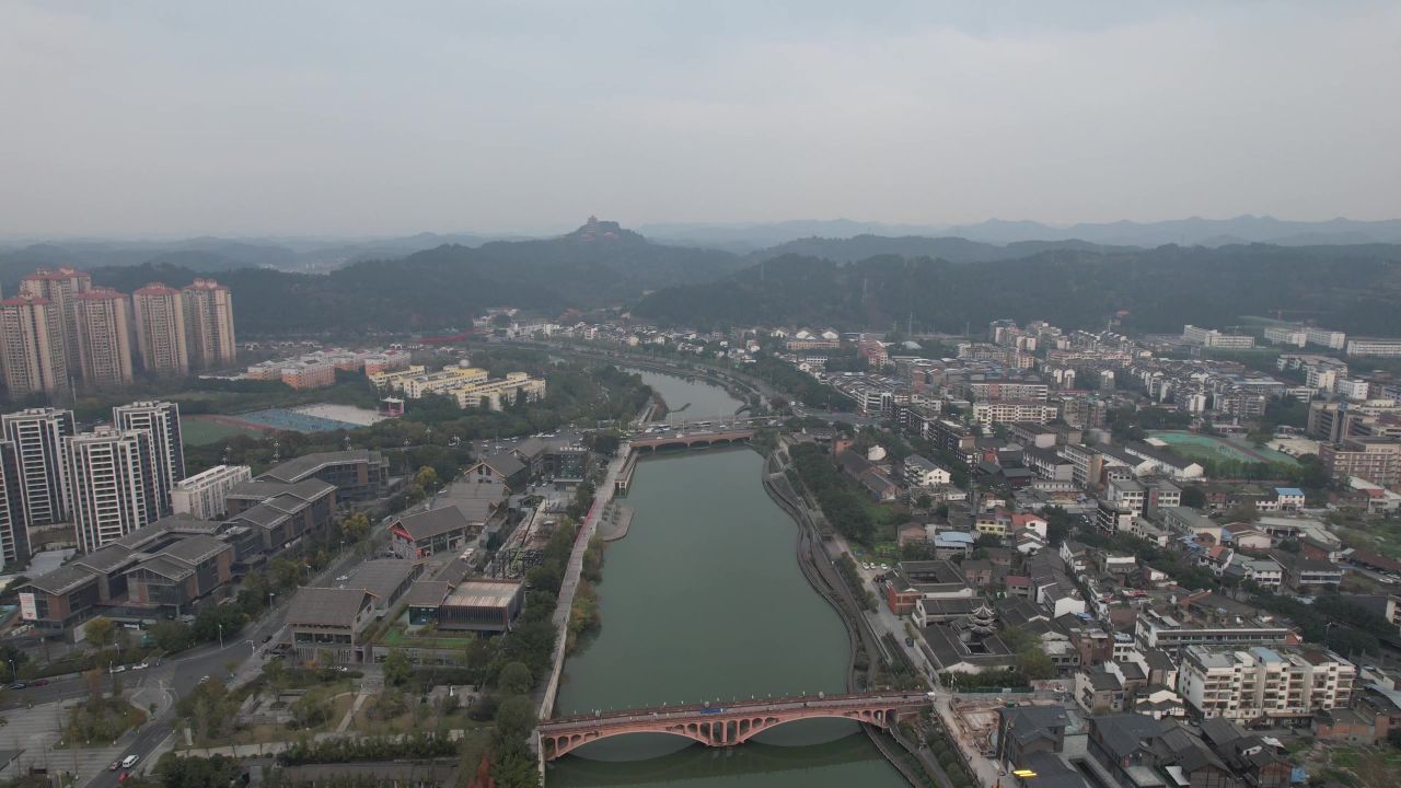 四川遂宁城市风光航拍