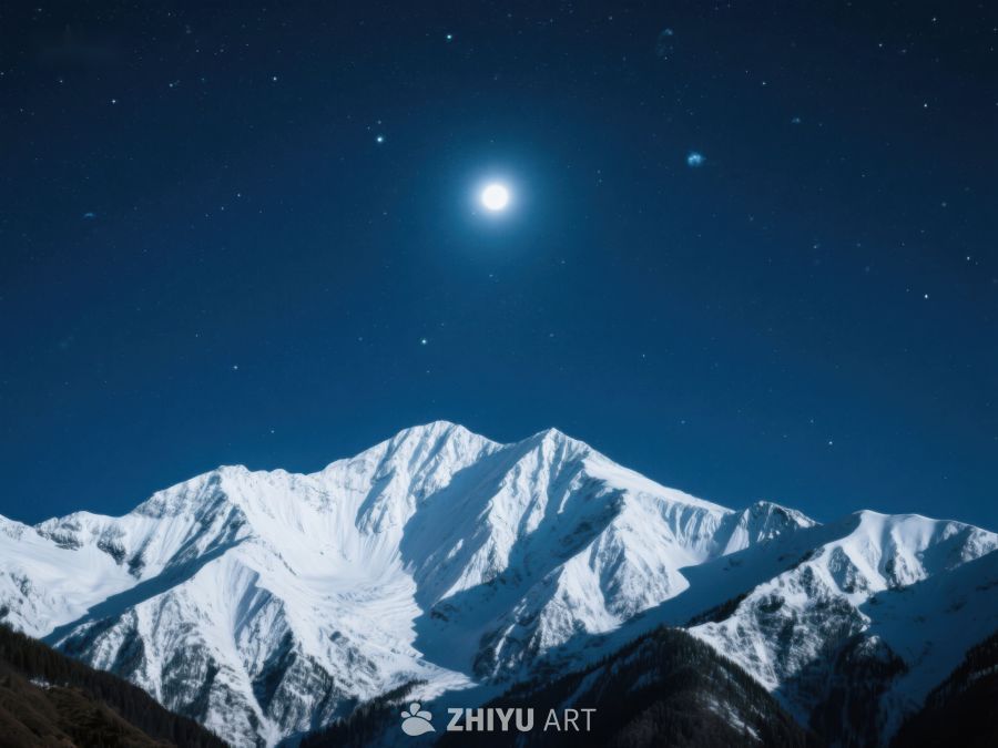 雪山夜景与明亮星辰 233
