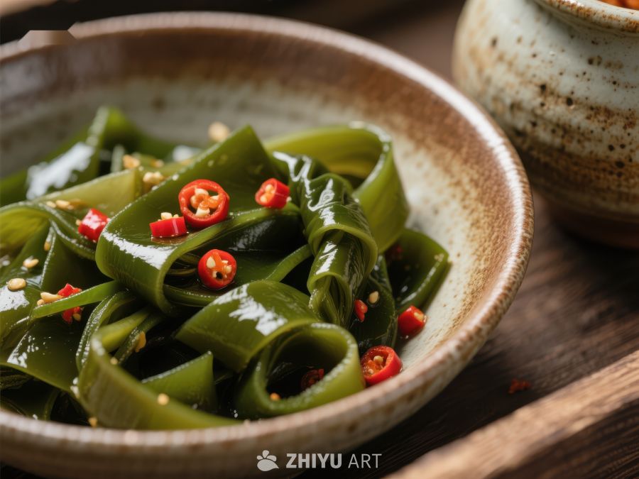 海带凉拌菜，点缀红椒 197