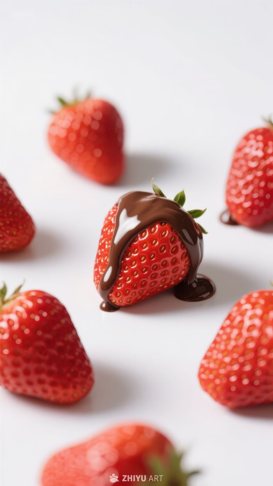 巧克力淋面草莓特写