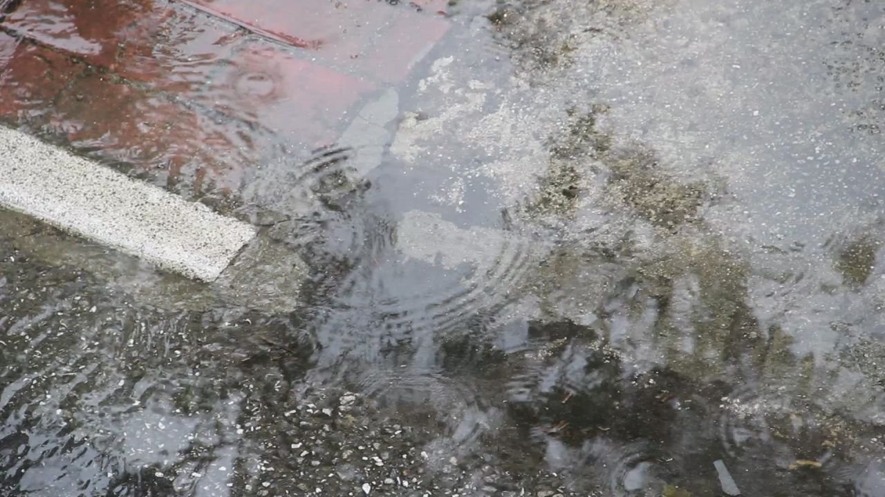 雨中的小院积水