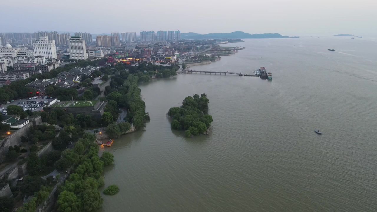 湖南岳阳城市风光航拍 