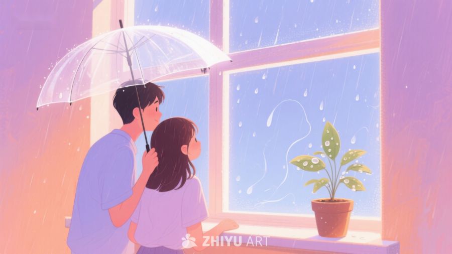 雨中窗前的温馨时光 628